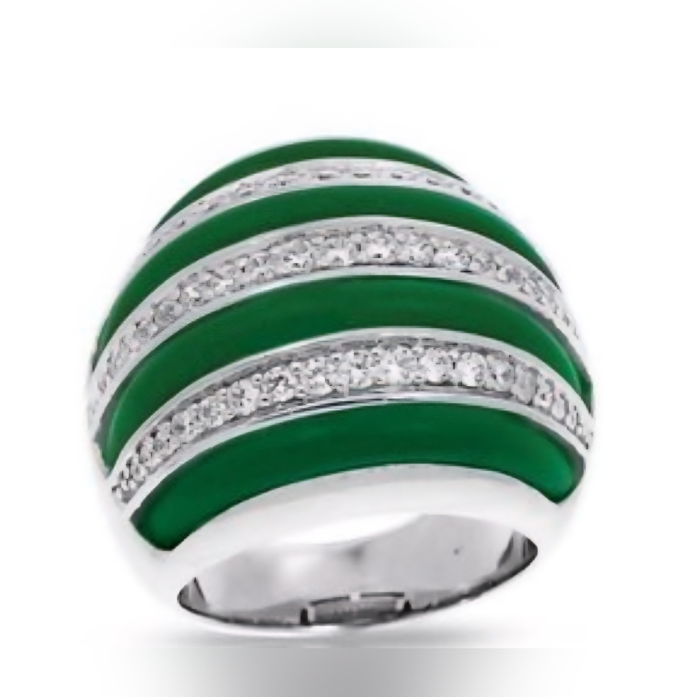 Belle Etoile 925 Silver Elegant Green and Silver Women's Ring - Picture 1 of 8